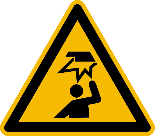 Warnschild, Warnung vor Hindernissen im Kopfbereich W020 - ASR A1.3 (DIN EN ISO 7010)