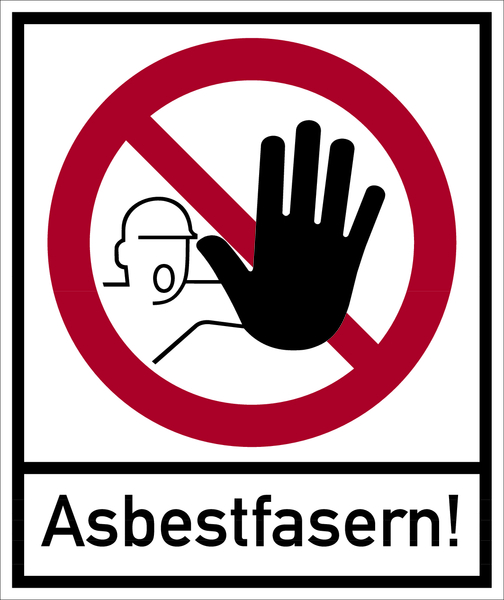 Verbotsschild, Kombischild, Asbestfasern - DIN 4844-2