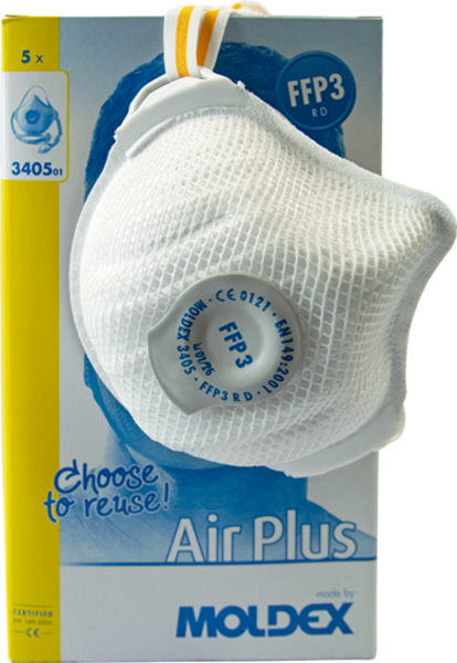 Atemschutzmaske, Moldex Air Plus, FFP3, R D - 1 Karton = 5 Stück