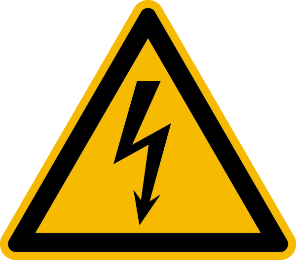 Warnschild, Warnung vor elektrischer Spannung W012 (Blitzpfeil) - ASR A1.3 (DIN EN ISO 7010)