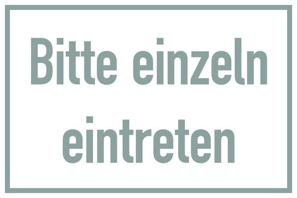 Hinweisschild für Glas, Einzeln eintreten, 200 x 300 mm, Folie