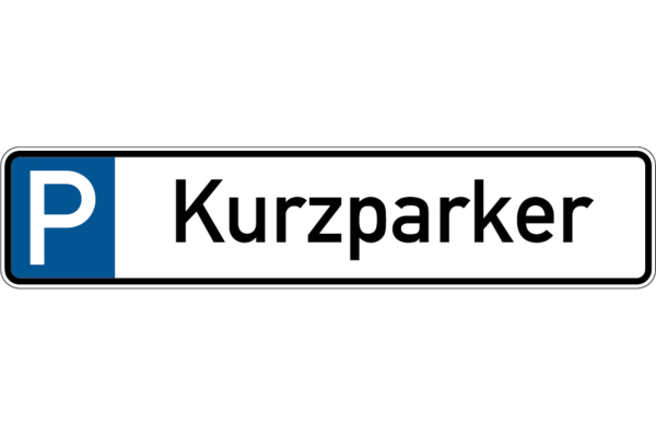 Parkplatzkennzeichen, P-Kurzparker, 113x523mm, Alu geprägt