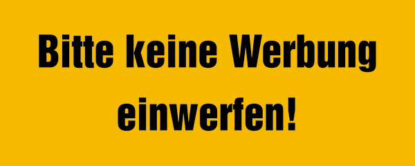 Türschild, Bitte keine Werbung einwerfen!, 40 x 100 mm