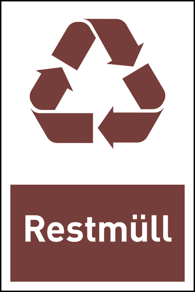 Design-Recyclingschild: Restmüll, Folie selbstklebend, 150 x 100 mm