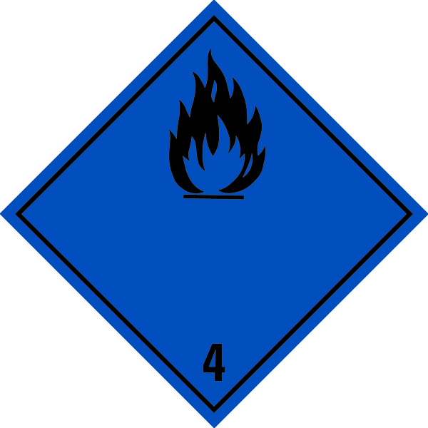 Gefahrzettel, Klasse 4.3 - Stoffe, die in Berührung mit Wasser entzündbare Gase entwickeln (b./sch.)