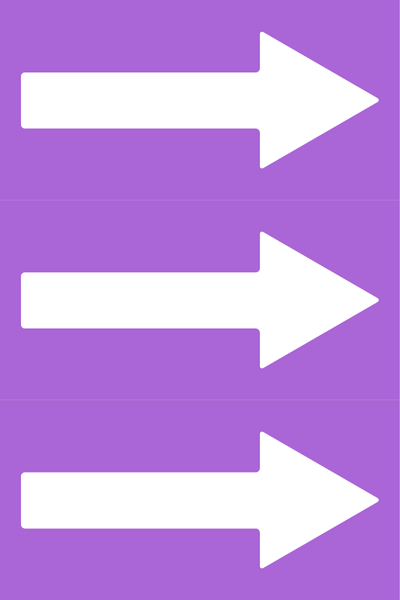 Fließrichtungspfeile gemäß DIN 2403, violett/weiß