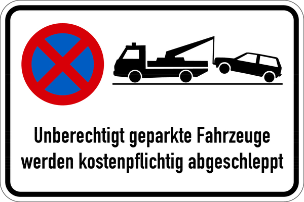 Parkverbotsschild, Unberechtigt geparkte Fahrzeuge & Absolutes Haltverbot, 400x600mm, Aluminium