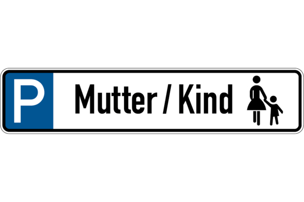 Parkplatzkennzeichen, P-Mutter/Kind mit Symbol, 113x523mm, Alu geprägt