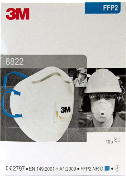 Einweg Atemschutzmaske 3M™ 8822, FFP2 NR D, Ventil - 1 Karton = 10 Stück