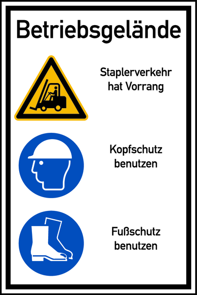 Hinweisschild, Betriebsgelände Staplerverkehr, Aluverbund, 900x600mm