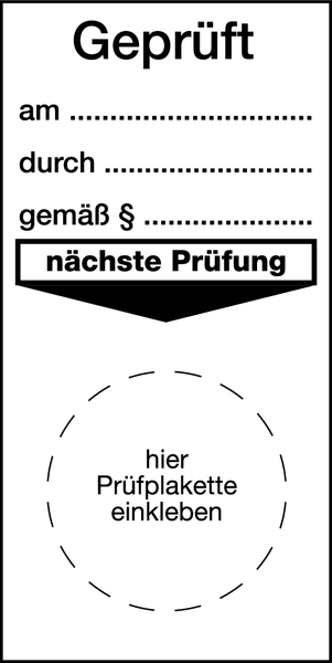 Grundplakette, Geprüft, mit Freifeldern, Folie, 80 x 40 mm - Bund = 50 Stk.