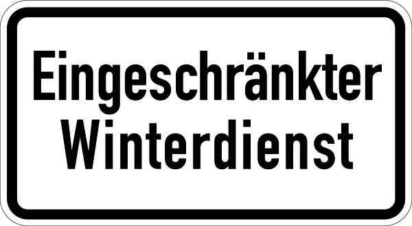 Verkehrszusatzzeichen, Eingeschränkter Winterdienst, Aluminium, 231 x 420 mm