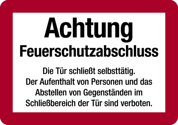 Feuerwehrschild, Feuerschutzabschluss - angelehnt an DIN 4066