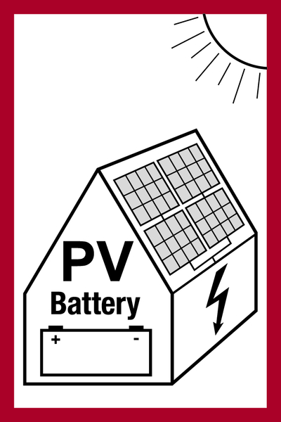 Feuerwehrschild, Photovoltaikanlage mit Batteriespeicher, ähnl. DIN 4066