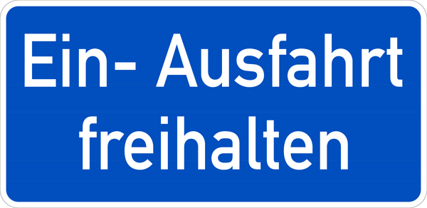 Hinweisschild, Ein- Ausfahrt freihalten, Alu geprägt, 170 x 350 mm