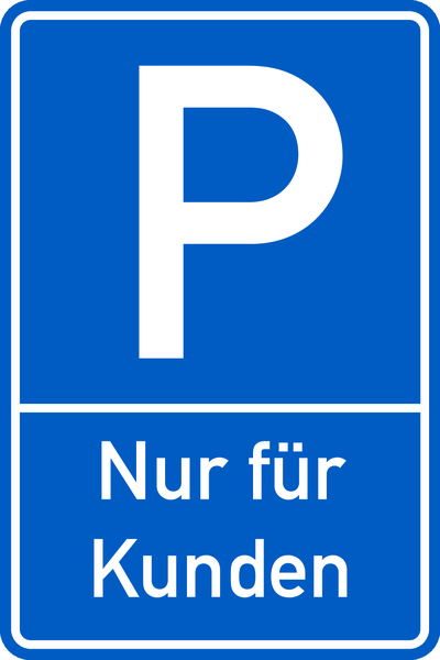 Parkplatzschild, Nur für Kunden, 600x400mm, Alu geprägt