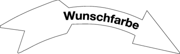 Richtungspfeil, rechts gebogen, Wunschfarbe, Folie - 1 Bund = 100 Stk.