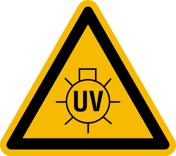 Warnschild, Warnung vor UV-Strahlung - praxisbewährt