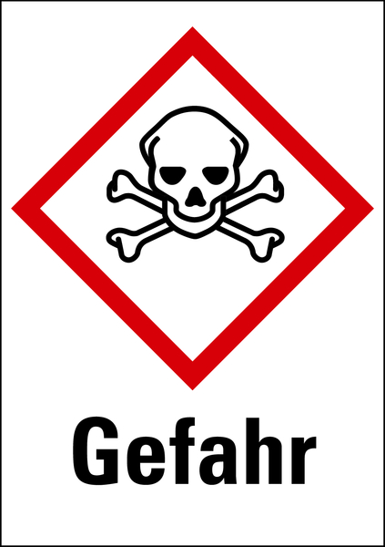 Gefahrstoffetiketten - Totenkopf (GHS06) & Signalwort "Gefahr" - Bogen à 16 Stück