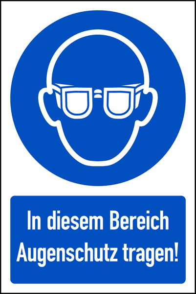 Kombi-Gebotsschild, In diesem Bereich Augenschutz tragen!, Folie, 300 x 200 mm