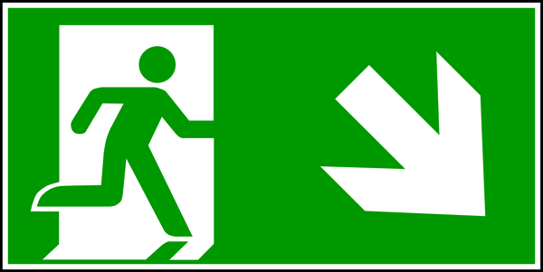 Rettungszeichen, Notausgang abwärts rechts - ASR A1.3 (DIN EN ISO 7010)