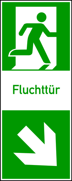 Rettungszeichen, Fluchttür (Klinke rechts)