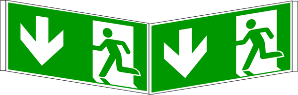 Rettungszeichen, Notausgang Winkel-/Nasenschild - ASR A1.3 (DIN EN ISO 7010)