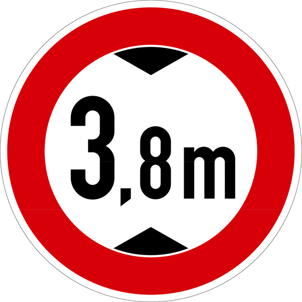 Verkehrszeichen - Verbot für Fahrzeuge über angegebene Höhe, Zeichen 265 - Zahl nach Wunsch