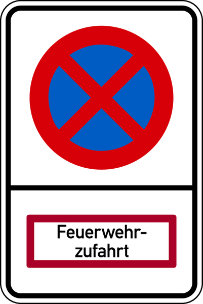 Hinweisschild, Absolutes Haltverbot, Feuerwehrzufahrt, 600 x 400 mm, Aluverbund