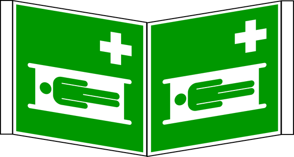 Rettungszeichen, Krankentrage E013 Winkel-/Nasenschild - ASR A1.3 (DIN EN ISO 7010)