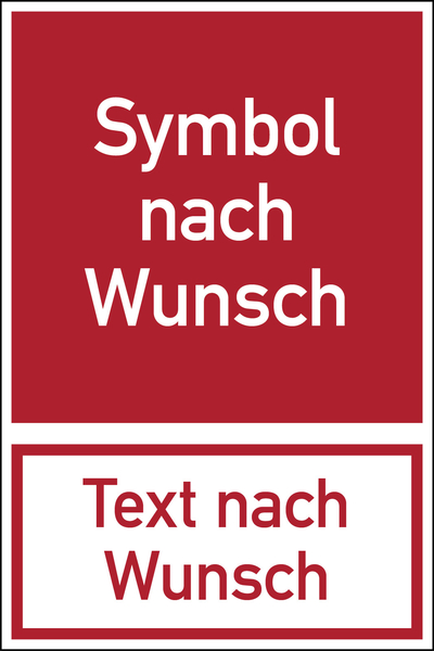 Kombi-Brandschutzschild, Wunschsymbol + Wunschtext, 300 x 200 mm