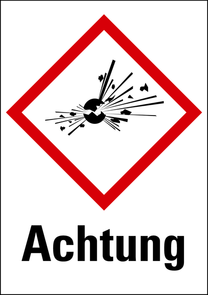 Gefahrstoffetiketten - Explodierende Bombe (GHS01) & Signalwort "Achtung"