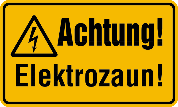 Warnschild, Achtung! Elektrozaun!, 120 x 200 mm, Kunststoff