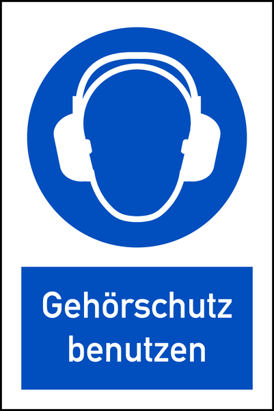 Gebotsschild, Kombischild, Gehörschutz benutzen - DIN EN ISO 7010
