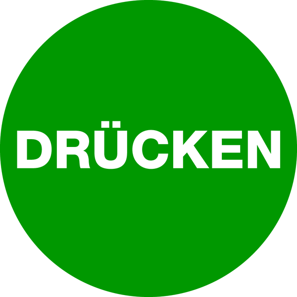 Türschild, Drücken, grün, Ø 60 mm