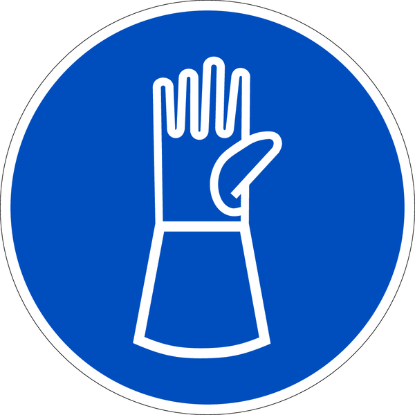 Praxisbewährtes Gebotszeichen Handschuhe mit Pulsschutz benutzen ...